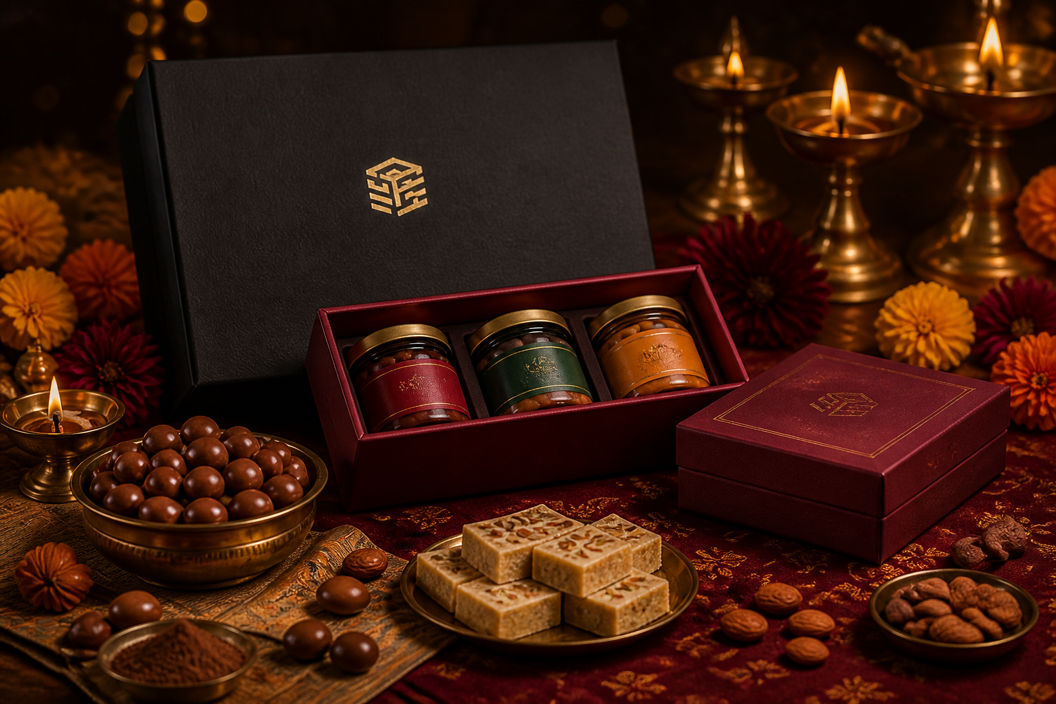 A carefully presented gift box of Mithé confections